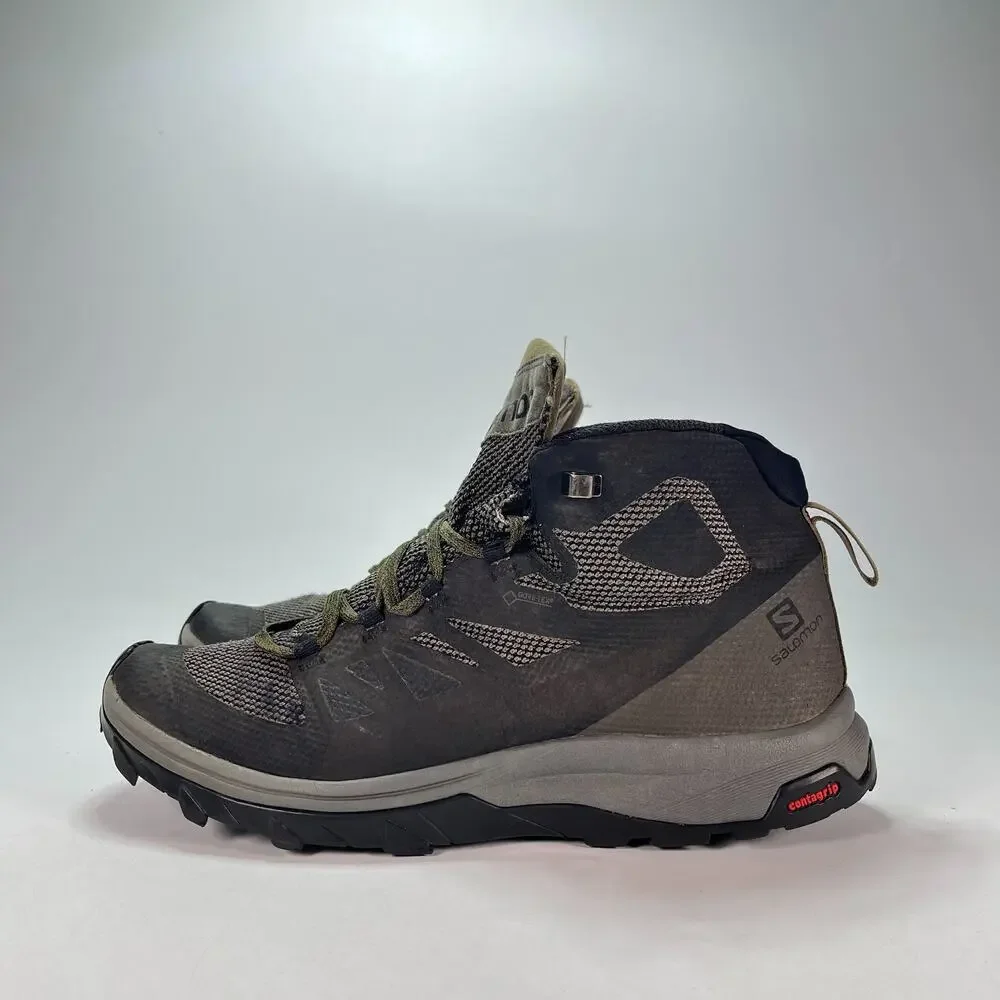 Salomon Outline Mid GTX Olive Green Waterproof Hiking Boots 404763 Mens Sz 10.5